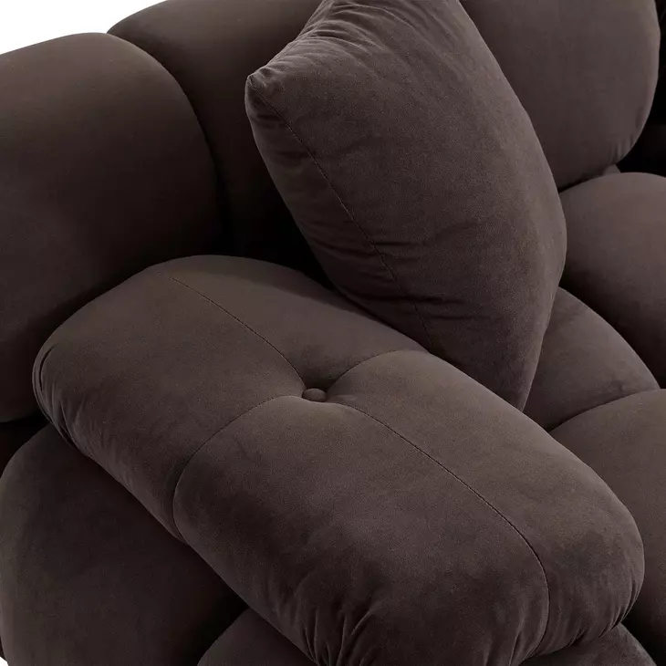 Calliope Dark Brown Performance Velvet Modular Loveseat Sectional with Pillow