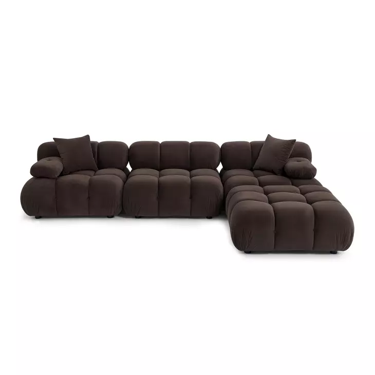 Calliope Dark Brown Performance Velvet 4 Piece Modular Sectional with Pillow