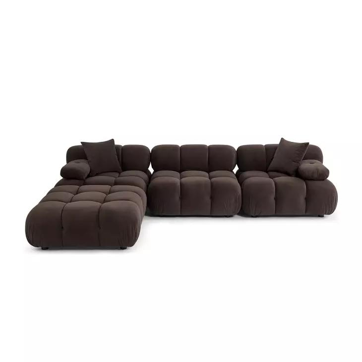 Calliope Dark Brown Performance Velvet 4 Piece Modular Sectional with Pillow