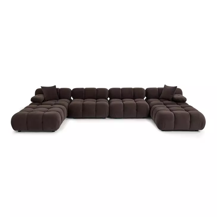 Calliope Dark Brown Performance Velvet 6 Piece Modular U Sectional with Pillow