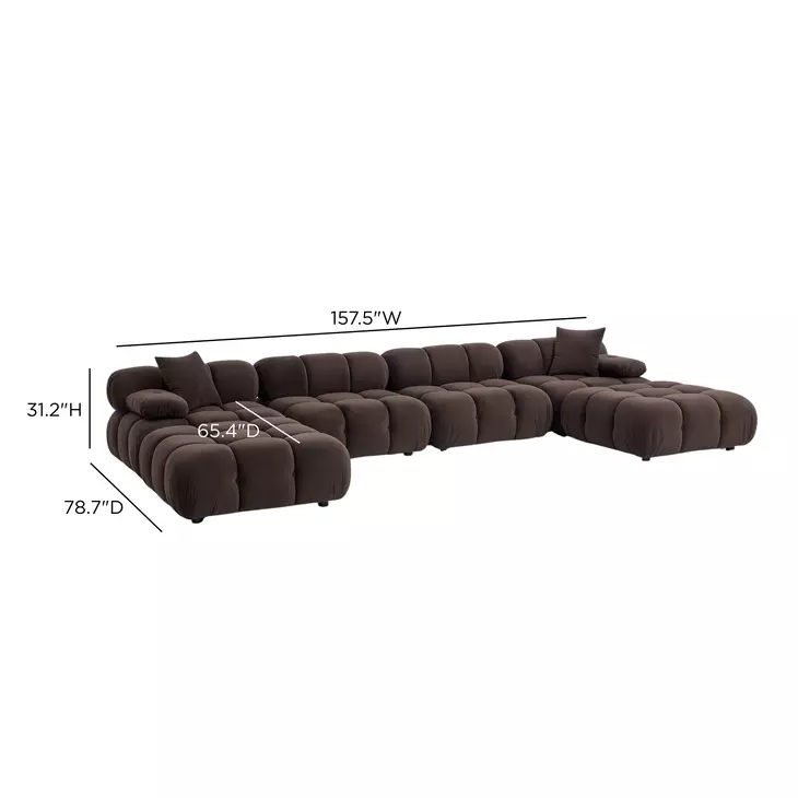 Calliope Dark Brown Performance Velvet 6 Piece Modular U Sectional with Pillow
