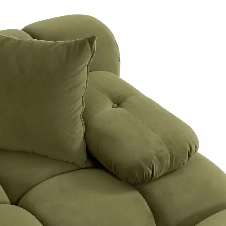 Calliope Olive Green Performance Velvet Modular Loveseat Sectional with Pillow