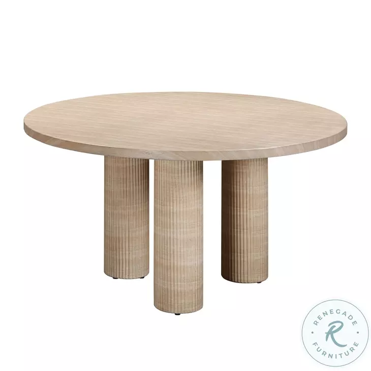 Patti Textured Faux Travertine Round Dining Table