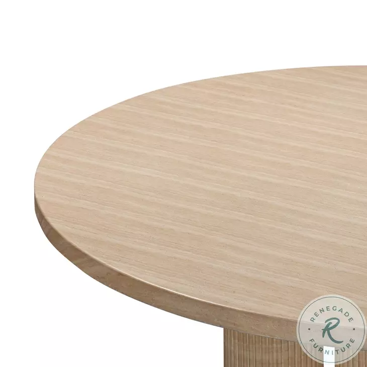 Patti Textured Faux Travertine Round Dining Table