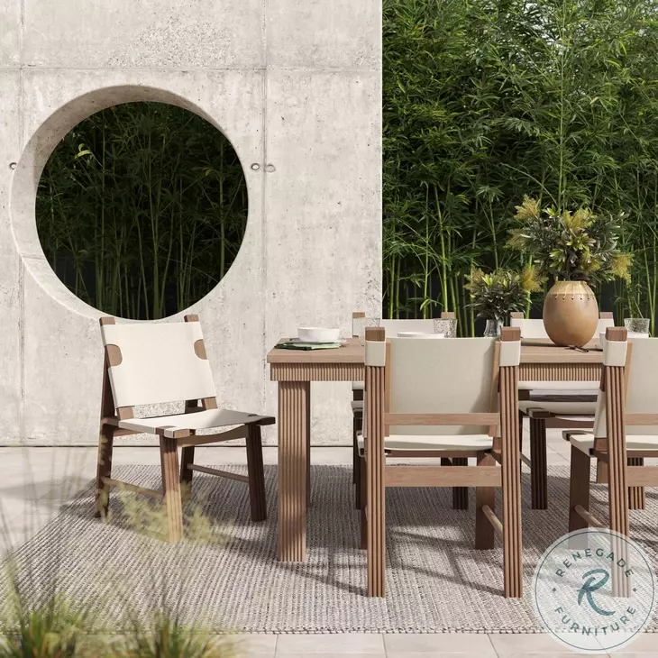 Cassie Natural 108" Rectangular Outdoor Dining Room Set