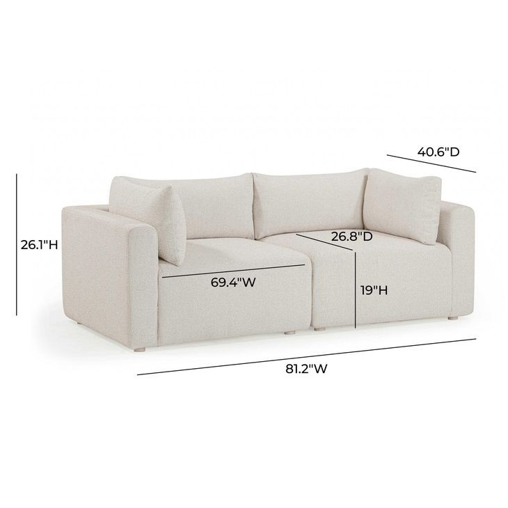 Hangover Cream 81" Outdoor Modular Loveseat