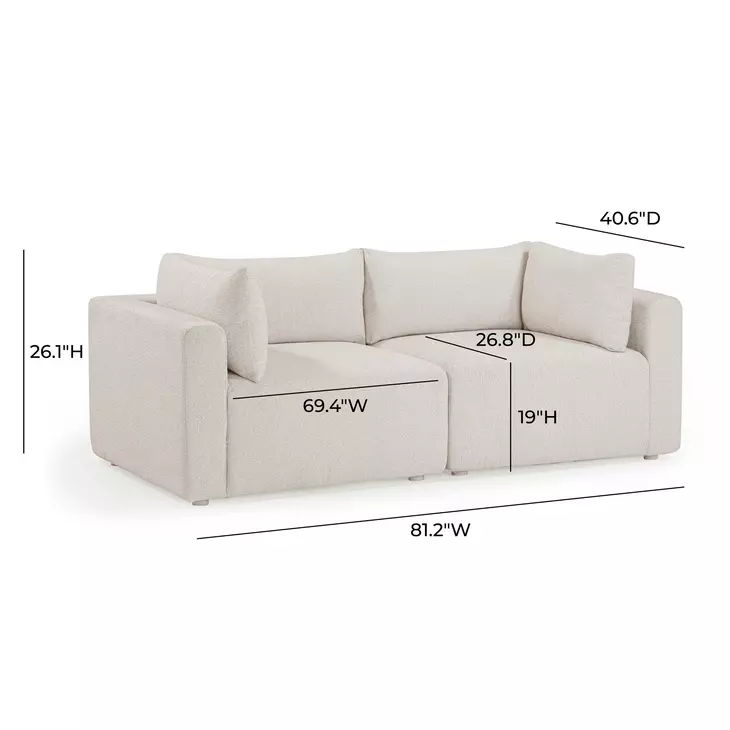 Hangover Cream Outdoor Modular 81" Loveseat