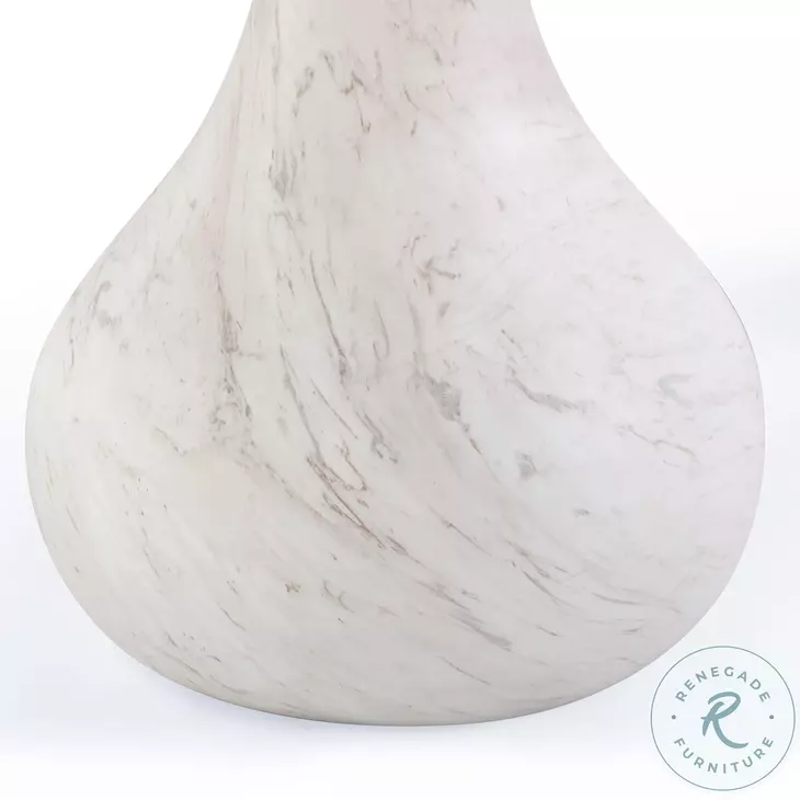 Smooch White Faux Marble Print Outdoor Oval Dining Room Set
