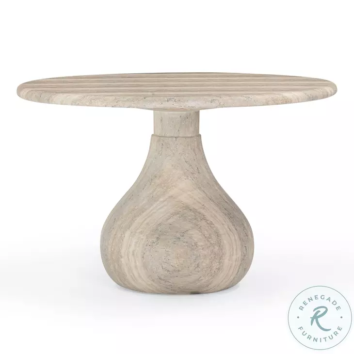 Smooch Faux Travertine 47" Outdoor Round Dining Table
