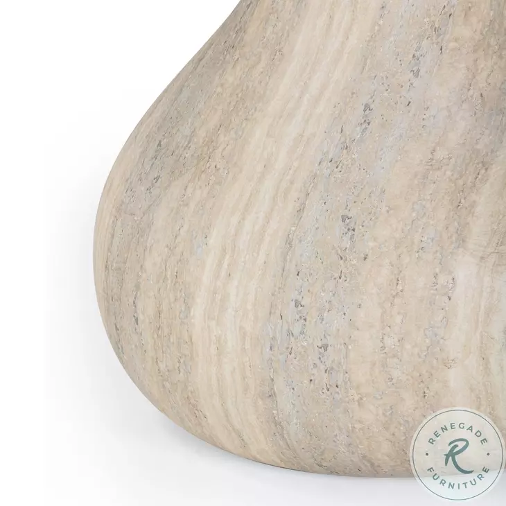 Smooch Faux Travertine 47" Outdoor Round Dining Table