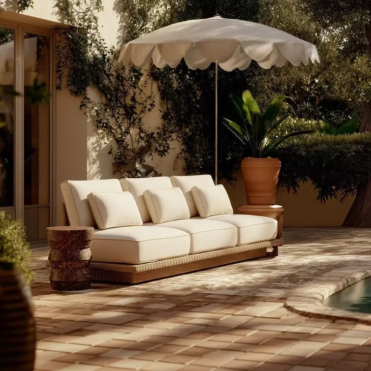 Mora Cream Outdoor 96" Sofa