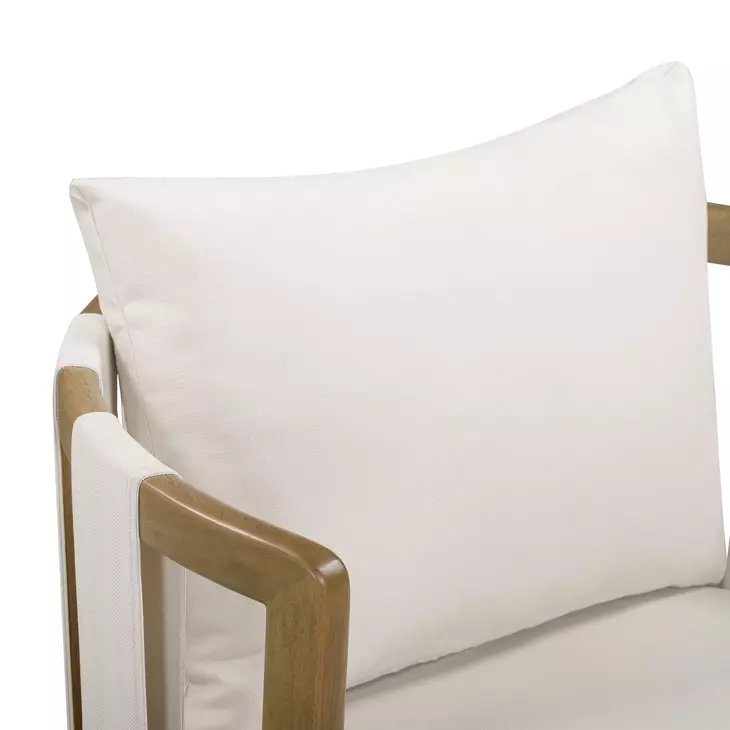 Paolo Cream Performance Fabric Upholstered Outdoor Accent Chair with Pillow
