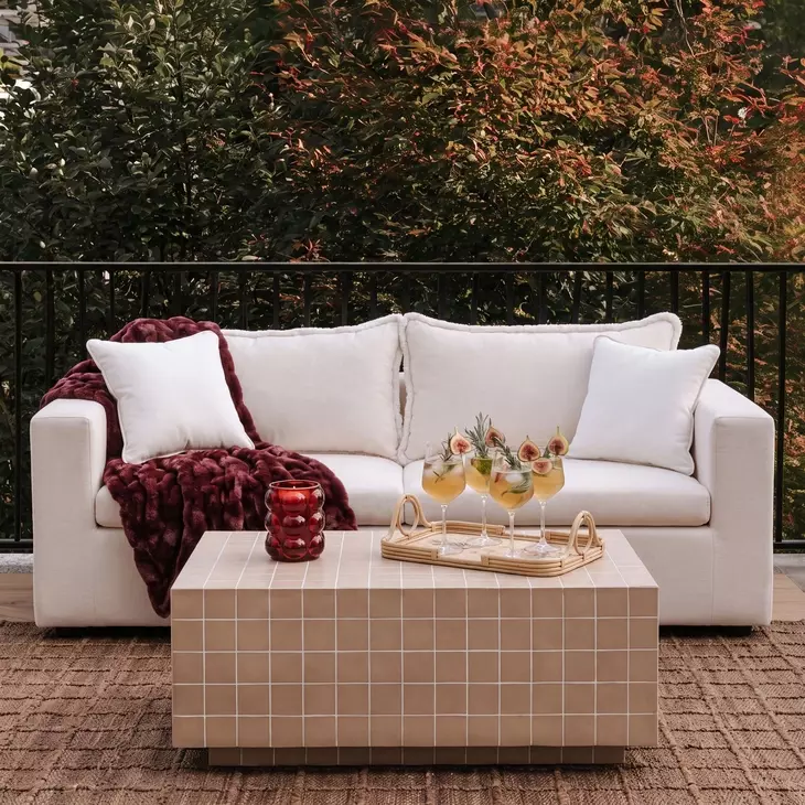 Salty Cream Performance Boucle Outdoor 85" Sofa