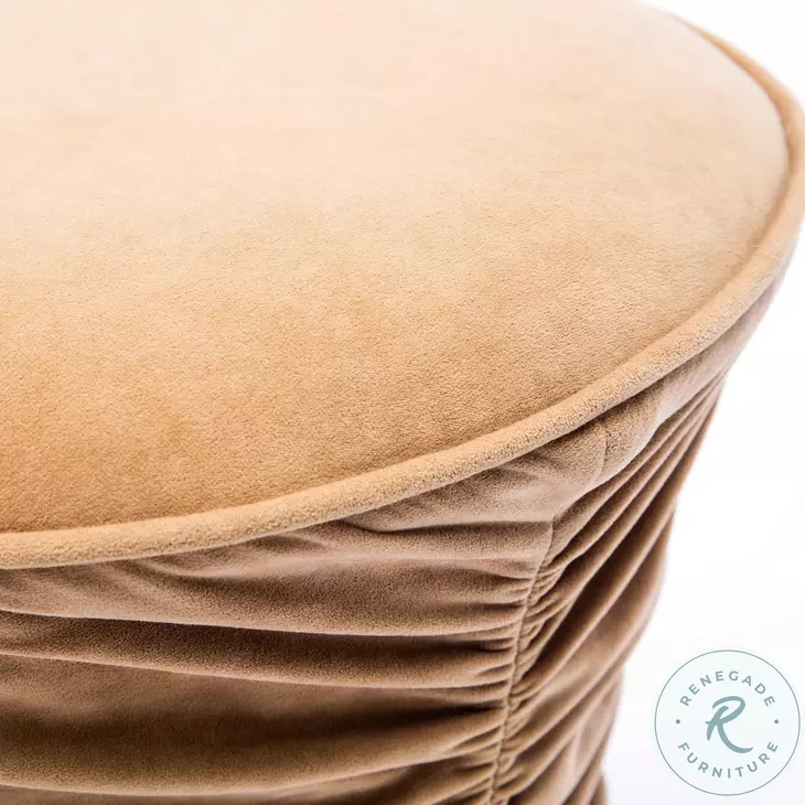 Bounce Dark Terracotta Ruched Velvet Adjustable Ottoman