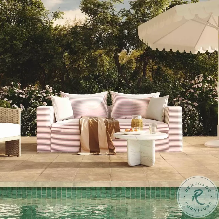 Salty Red Striped Outdoor 85" Sofa