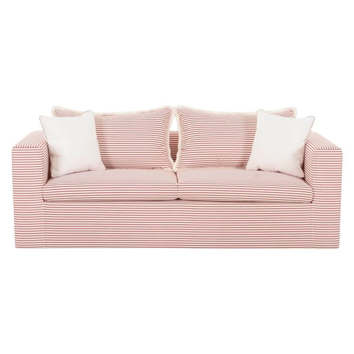 Salty Red Striped Outdoor 85" Sofa