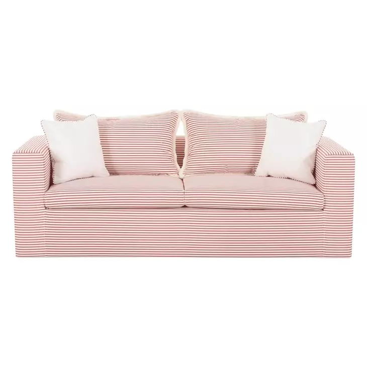 Salty Red Striped Outdoor 85" Sofa