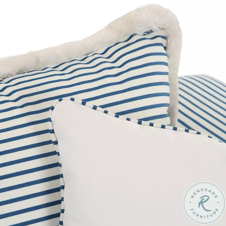 Salty Blue Striped Outdoor 85" Sofa