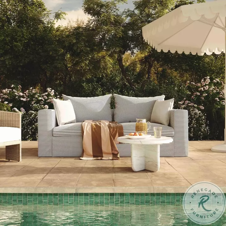 Salty Black Striped Outdoor 85" Sofa