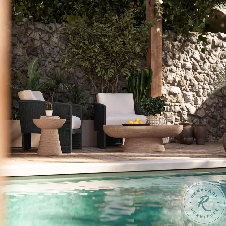 Alexa Black Rattan Performance Fabric Outdoor Armchair