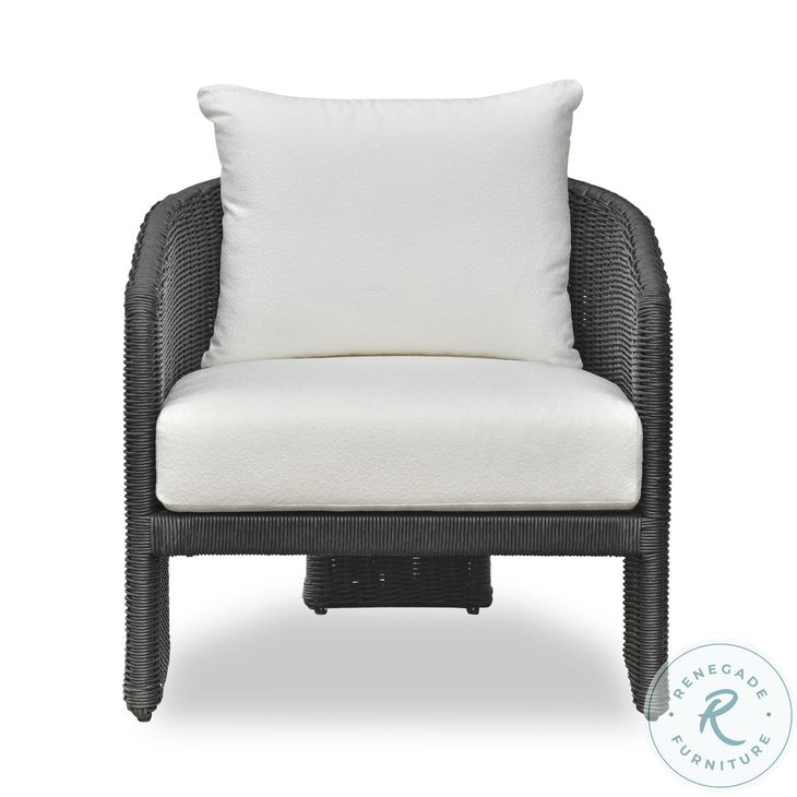 Alexa Black Rattan Performance Fabric Outdoor Armchair