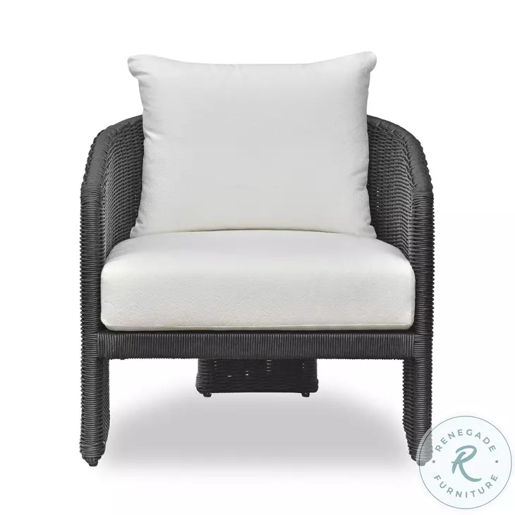 Alexa Black Rattan Performance Fabric Outdoor Armchair