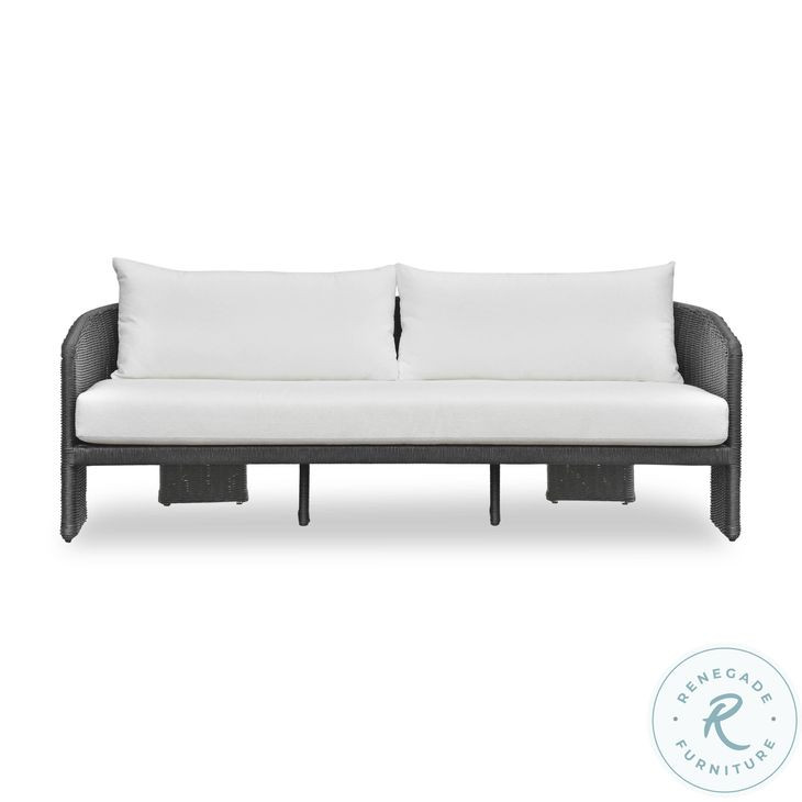 Alexa Black Rattan Performance Fabric 80" Outdoor Sofa