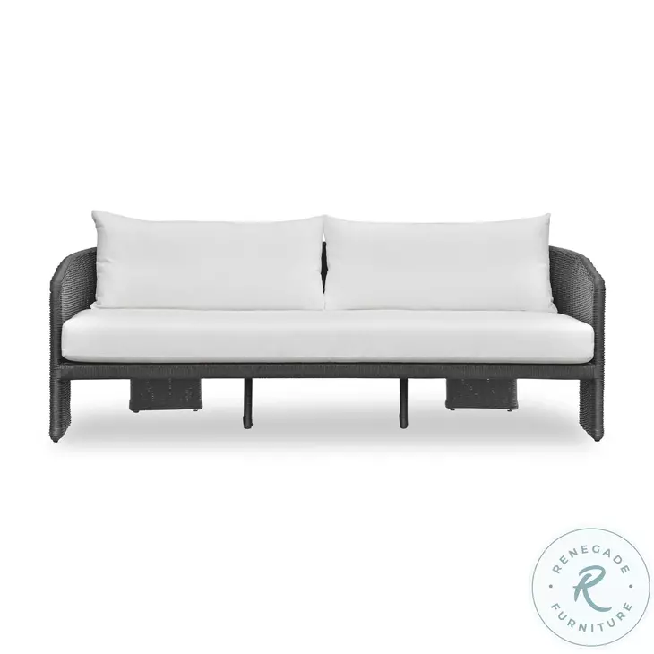 Alexa Black Rattan Performance Fabric Outdoor Living Room Set