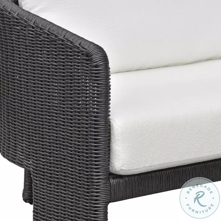 Alexa Black Rattan Performance Fabric Outdoor Living Room Set