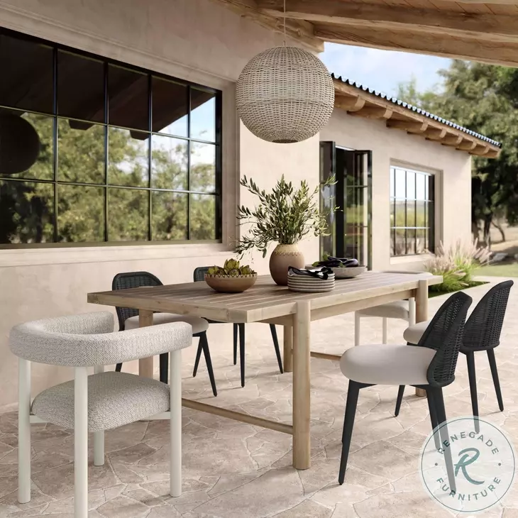Alexa Black Rattan Performance Fabric Outdoor Dining Chair