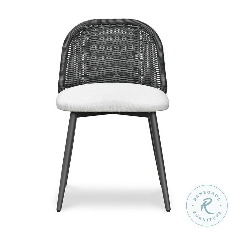 Alexa Black Rattan Performance Fabric Outdoor Dining Chair