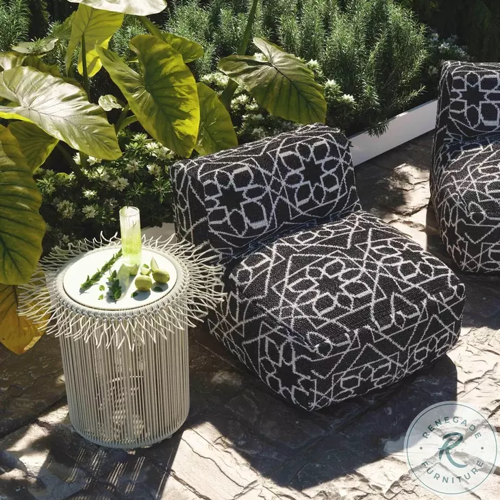 Chiara Black Outdoor Accent Pouf