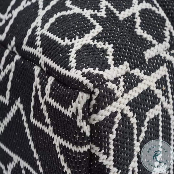 Chiara Black Outdoor Accent Pouf