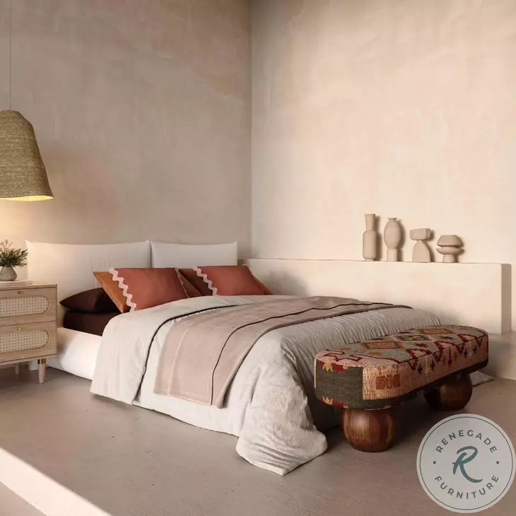 Rizi Textured Wool Upholstered Bench