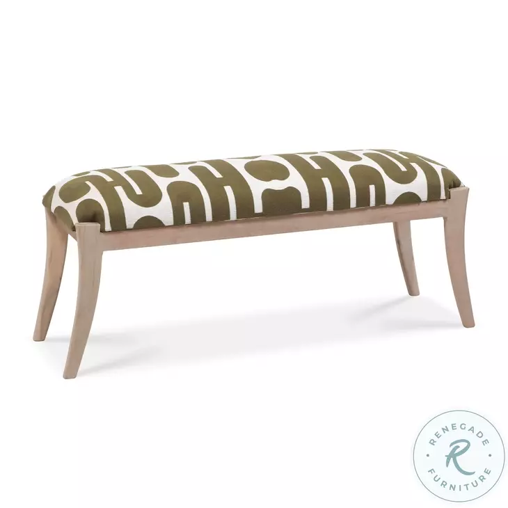 Arielle Olive And White Embroidered Bench