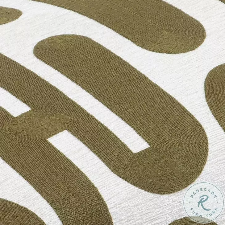 Arielle Olive And White Embroidered Bench