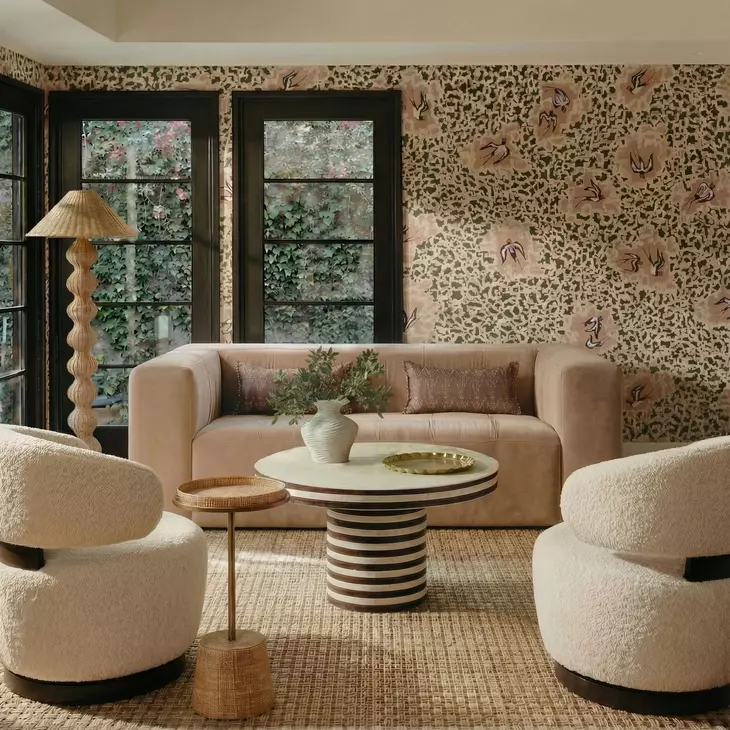 Lyra Brown and White Round Coffee Table