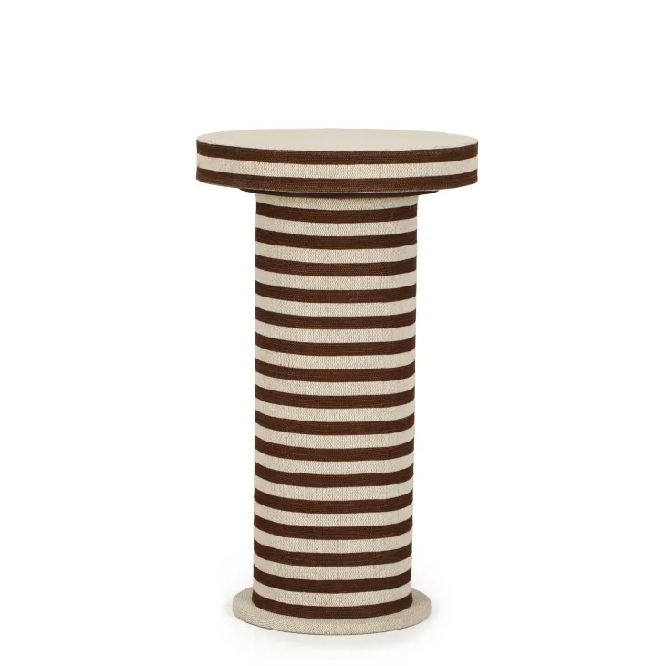 Lyra Natural and White Round Side Table