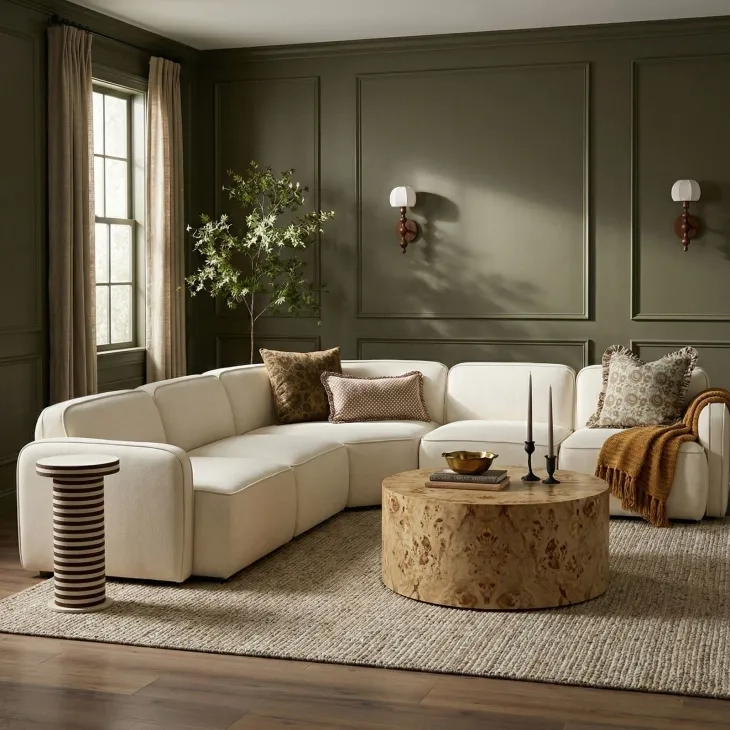 Lyra Natural and White Round Side Table