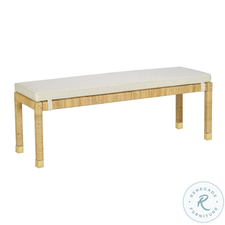 Amara Cream and Natural Linen 50" Bench