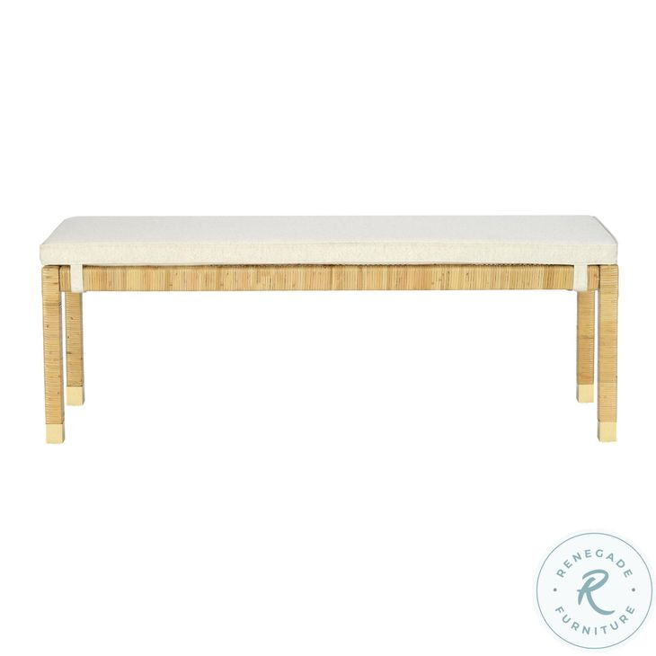 Amara Cream and Natural Linen 50" Bench