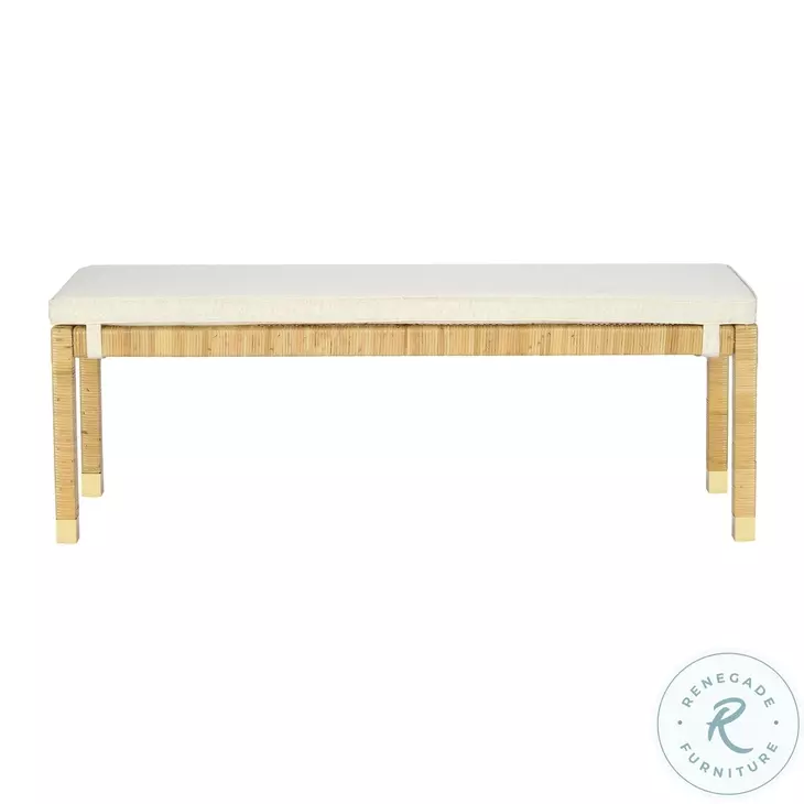 Amara Cream and Natural Linen 50" Bench