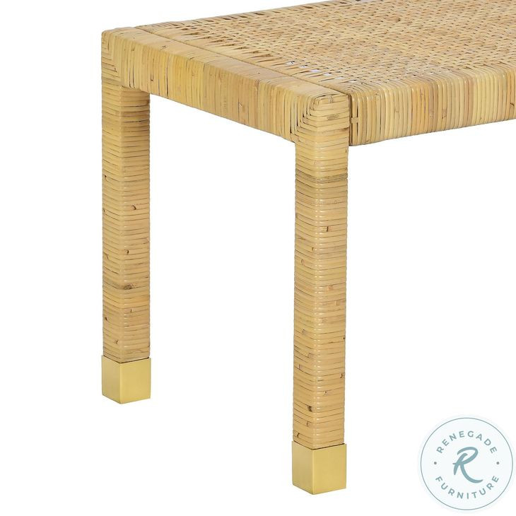 Amara Cream and Natural Linen 50" Bench