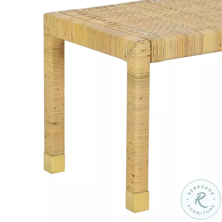 Amara Cream and Natural Linen 50" Bench