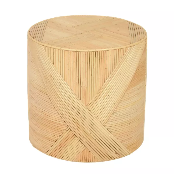 Matea Natural Round Cross Side Table