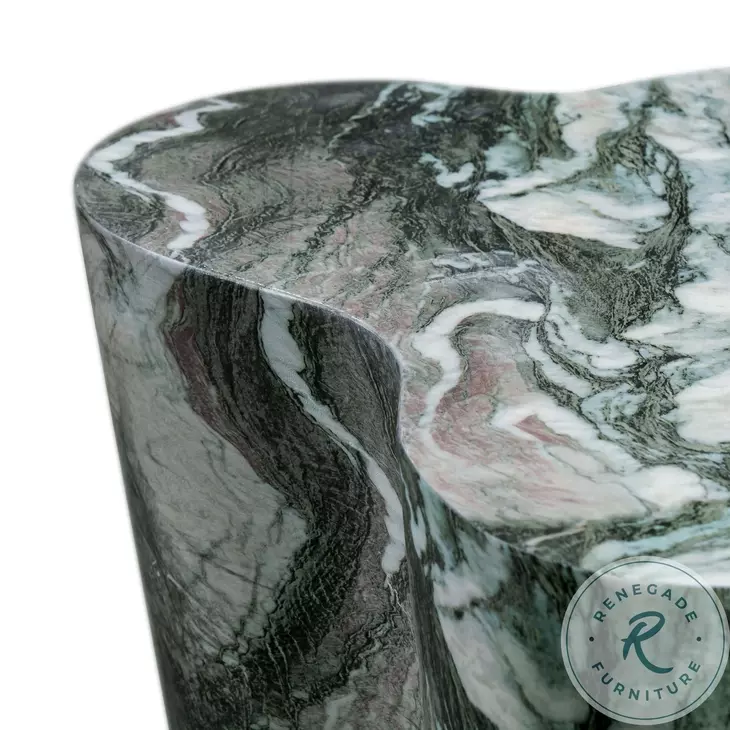 Slab Grey And Blush Faux Marble Short Side Table