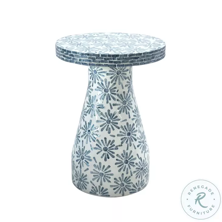 Halio Blue Floral Shell Side Table
