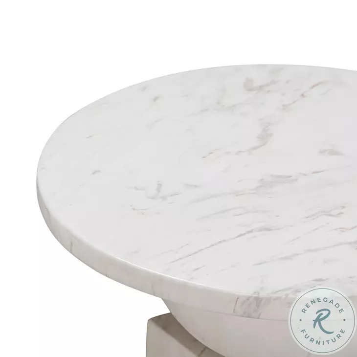 Chip White Marble Print Side Table