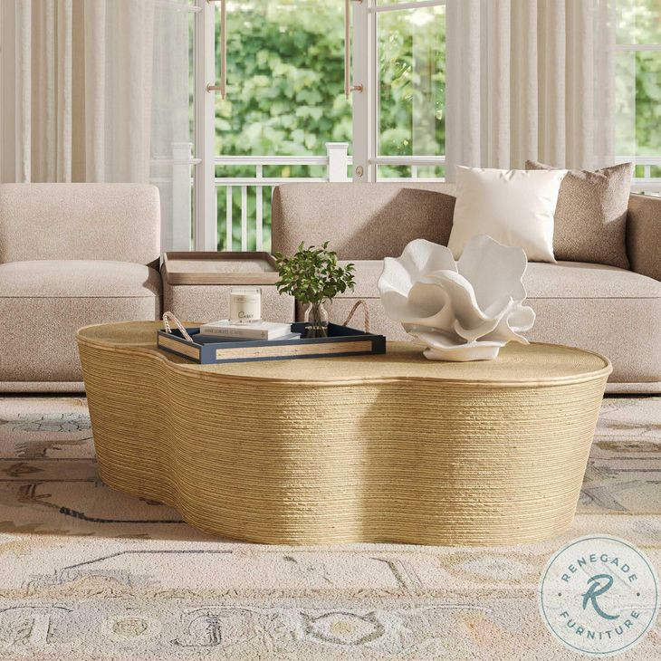 Slab Natural Seagrass Free Form Coffee Table