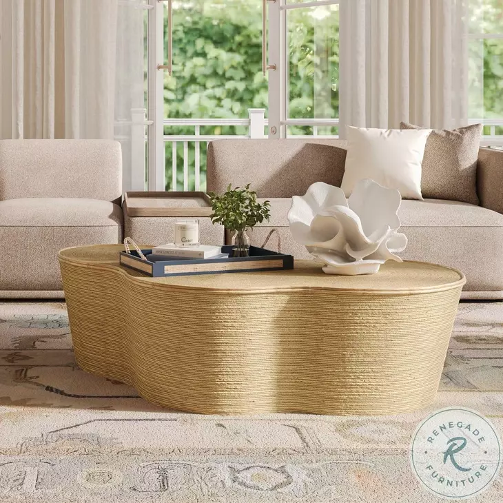Slab Natural Seagrass Free Form Coffee Table